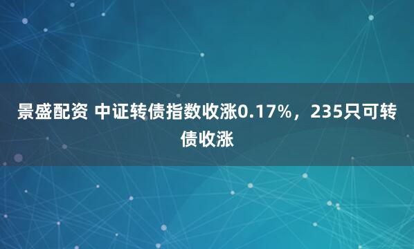 景盛配资 中证转债指数收涨0.17%，235只可转债收涨