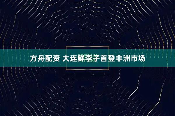 方舟配资 大连鲜李子首登非洲市场