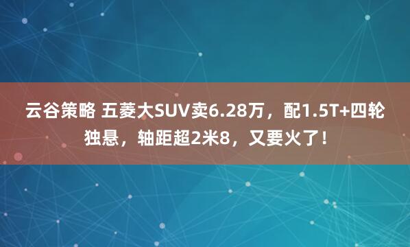 云谷策略 五菱大SUV卖6.28万，配1.5T+四轮独悬，轴距超2米8，又要火了！